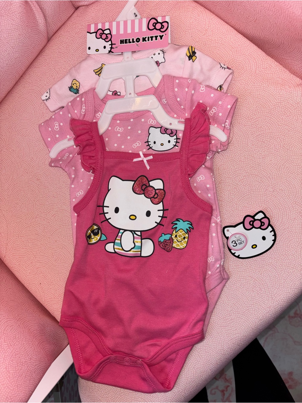 Hello Kitty Hot Pink & Light Pink Girls' One-Piece Bodysuit